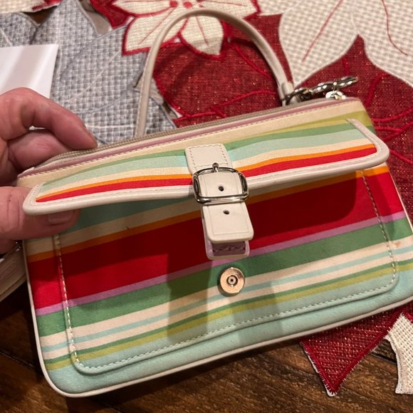 Coach multicolored Rainbow stripe wristlet wallet - Picture 2 of 4